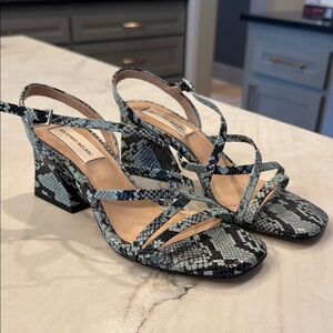 ANTONIO MELANI Black and Gray Strappy Sandals